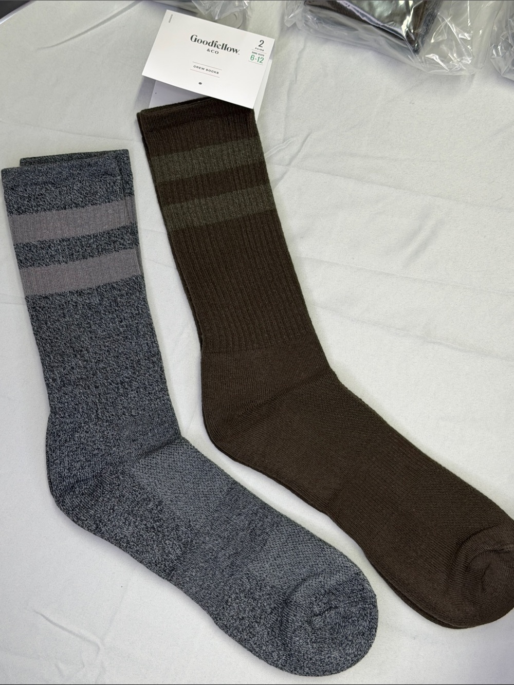 Goodfellow & Co Men's Crew Socks – Gray and Brown 6 Pairs - Size 6-12 NWT